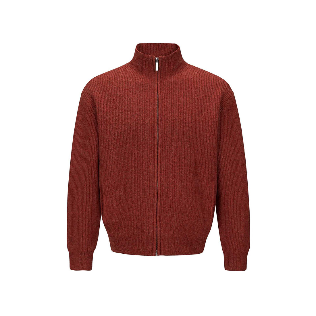 Unisex Kurzer gerippter Strickzipper mit hohem Stehkragen und schlankem Bund Echoarchiv