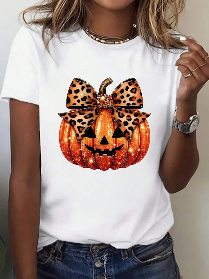Damen T-Shirt mit stylischem Kürbis-Motiv und aufregendem Animal-Print Echo Archiv