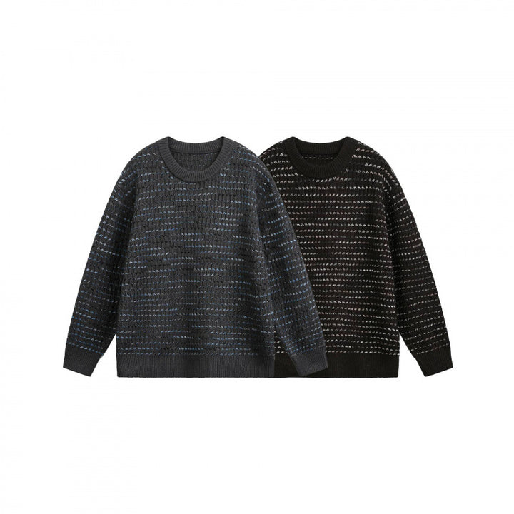 Unisex Feinstrickpullover mit strukturierter Streifenoptik und Rundhalsausschnitt Echo Archiv