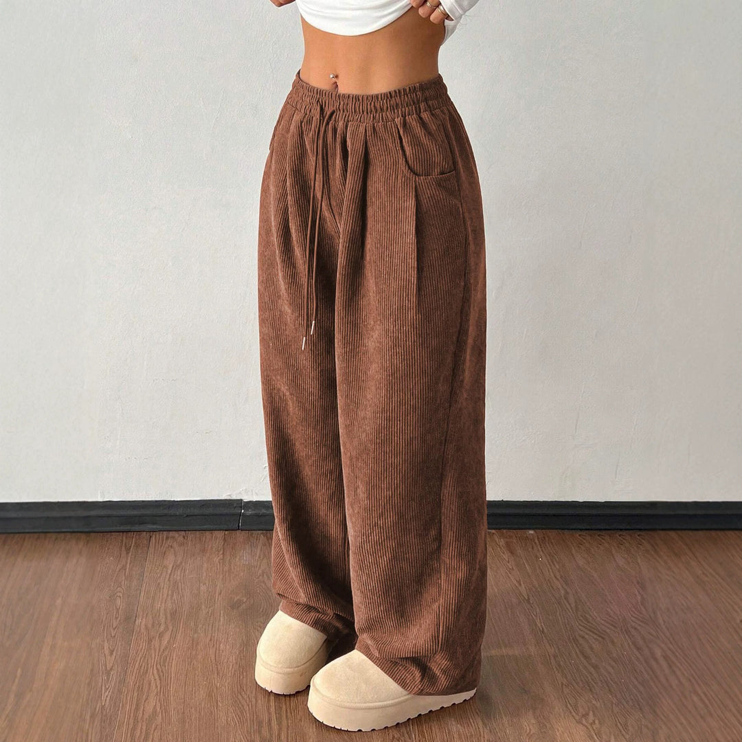 Damen Cordhose mit weitem Bein, elastischem Bund und Kordelzug Echo Archiv