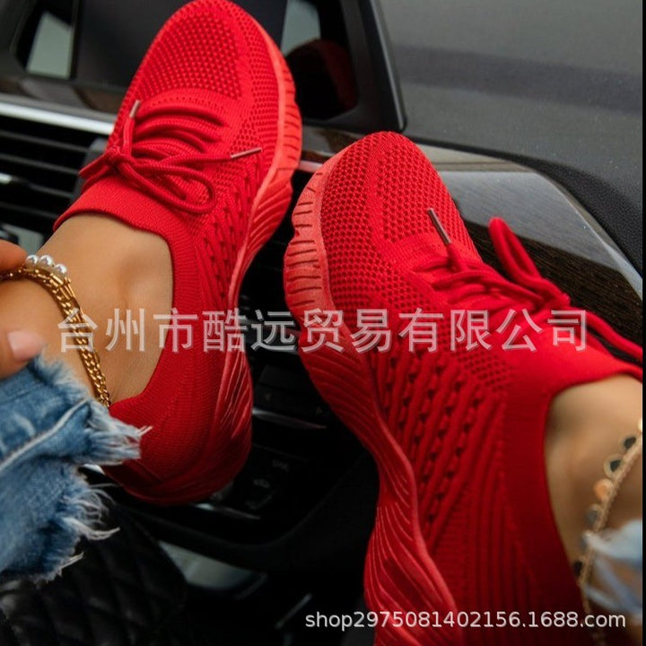 Damen nan leichte gestrickte Slip-On Sneaker mit Schnürdetail und gedämpfter Leichtsohle Echo Archiv