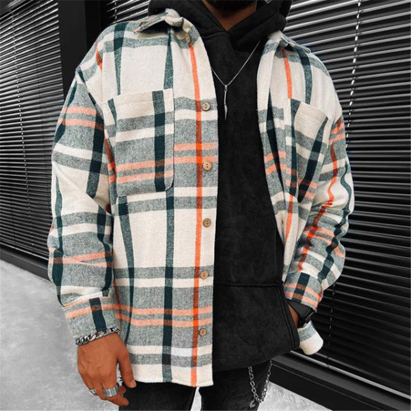 Herren Overshirt aus weichem Flanell mit Karo-Muster und Brusttasche Echoarchiv