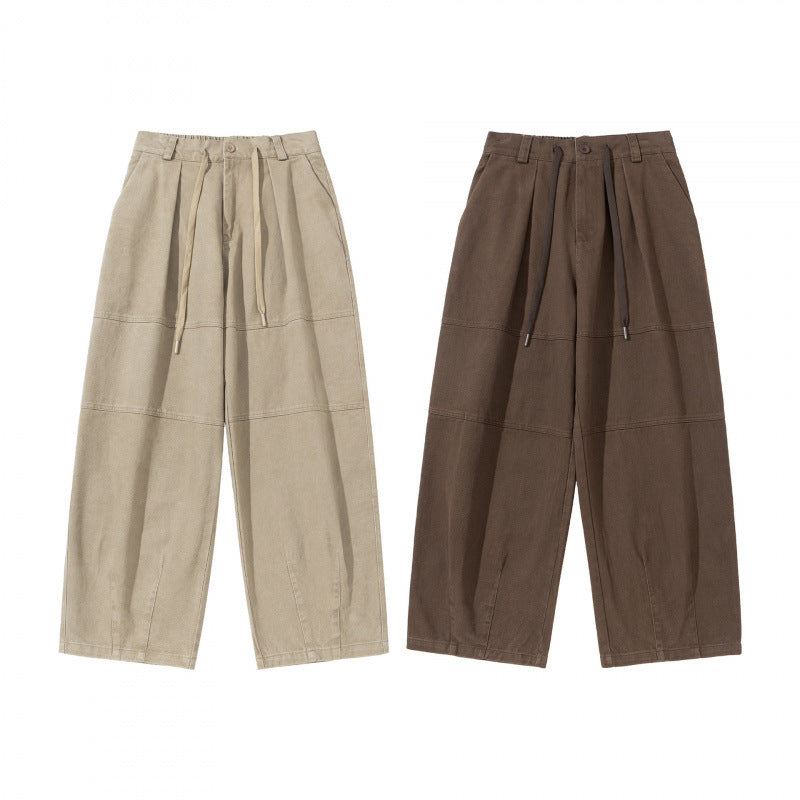 Damen Weite High‑Waist Plissierte Culotte‑Hose mit Kordelzug und Teilungsnähten Echo Archiv