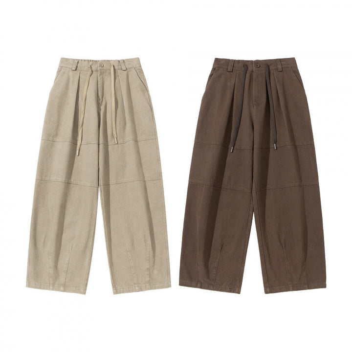 Damen Weite High‑Waist Plissierte Culotte‑Hose mit Kordelzug und Teilungsnähten Echo Archiv