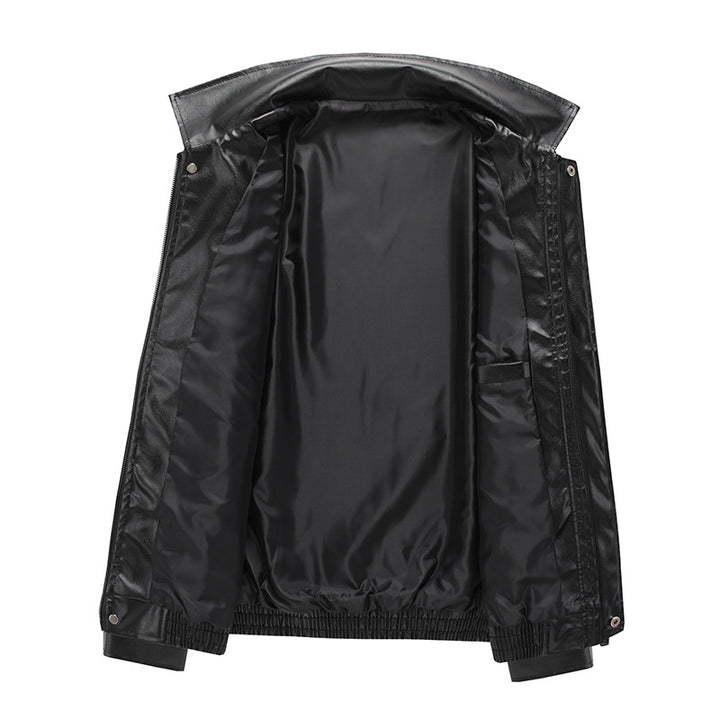 Herren modische Kunstlederjacke mit großem Kragen und praktischen Taschen Echoarchiv