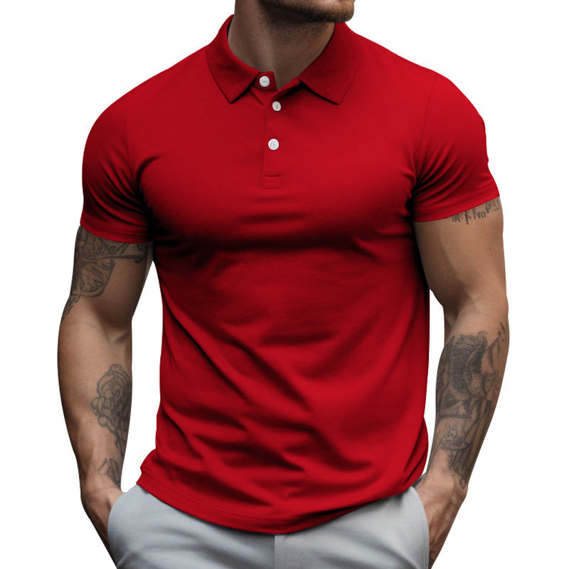 Herren nan tailliertes elastisches Piqué-Poloshirt mit klassischem Kragen Echoarchiv