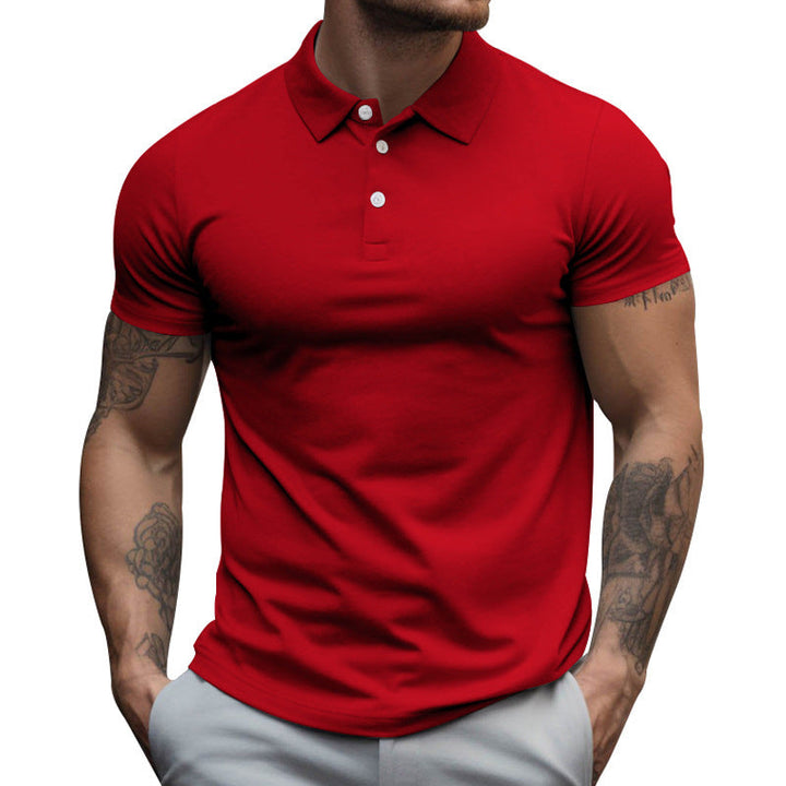 Herren nan tailliertes elastisches Piqué-Poloshirt mit klassischem Kragen Echoarchiv