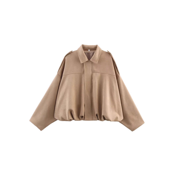 Damen nan Oversize-Kurzjacke mit Ballon-Saum, Schulterpatten und verdeckter Frontleiste Echo Archiv