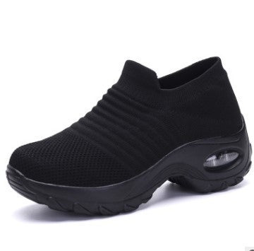 Damen Slip-On Strick-Sneaker mit sockenähnlichem Schaft und Luftkissen-Plateausohle – Névara