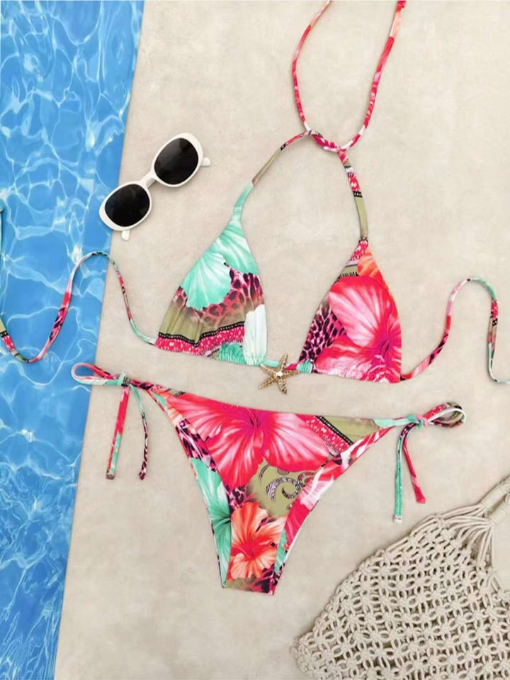Damen Triangel-Bikini mit floralem Design und verstellbaren Bändern Echo Archiv