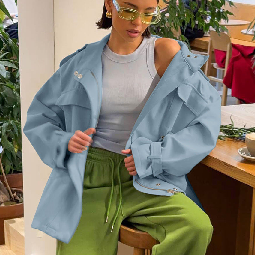 Damen Utility-Parka mit Tunnelzugtaillierung, Pattentaschen und Stehkragen Echo Archiv