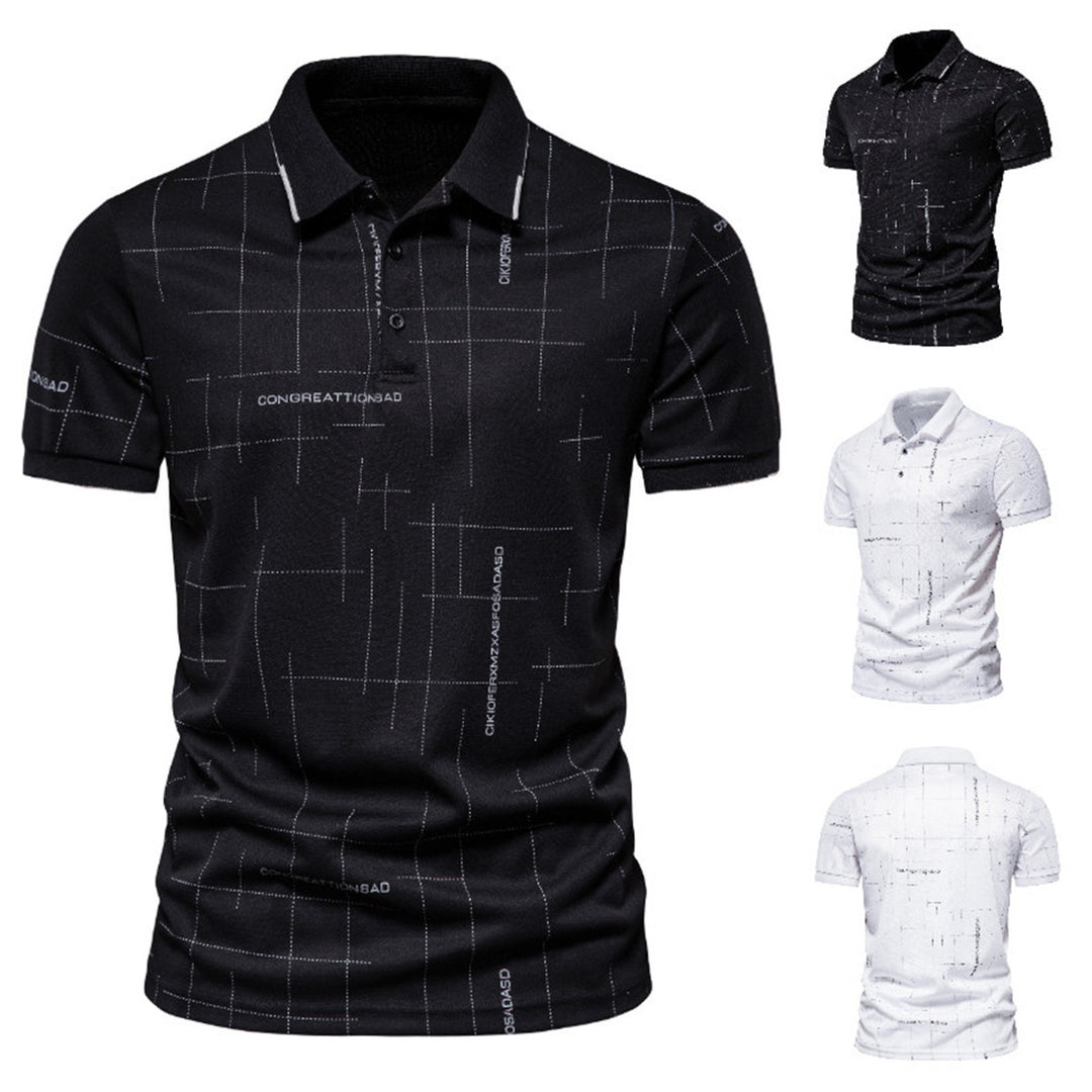Herren Poloshirt mit modernem grafischen Druck und atmungsaktiven Eigenschaften Echoarchiv