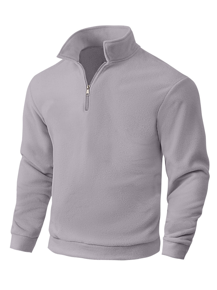 Herren Fleece-Halbzip-Pullover mit Stehkragen, weichem Teddy-Fleece und elastischen Bündchen – Cavarno