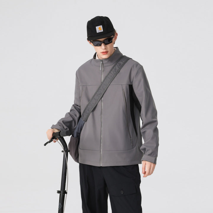 Herren Hybrid-Softshelljacke im Urban-Tech-Look mit hohem Stehkragen und verdecktem Reißverschluss Echo Archiv