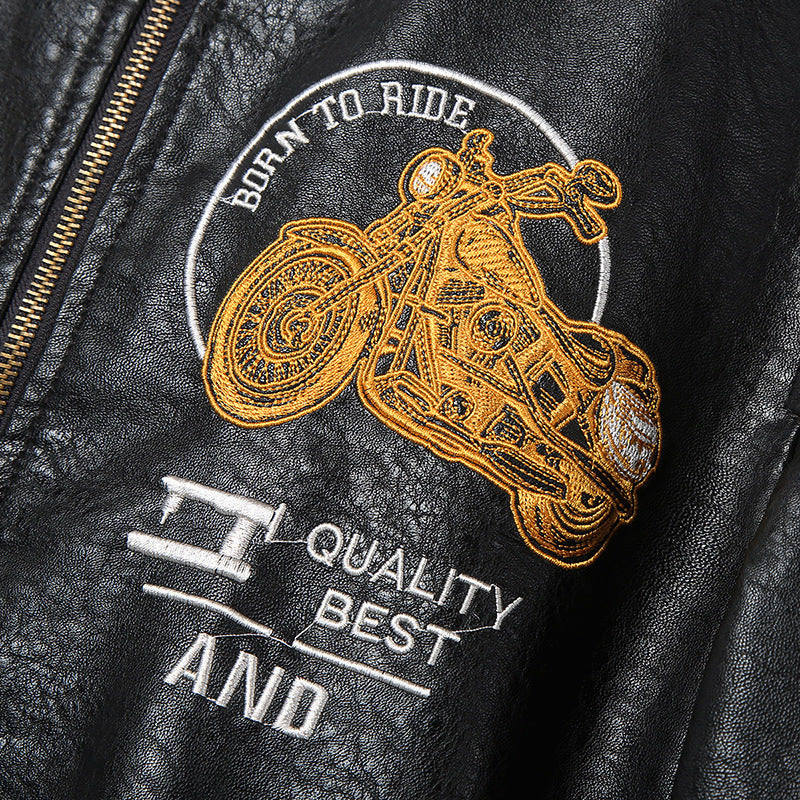 Herren Modische Kunstlederjacke mit stylishem Motorrad-Motiv Echo Archiv