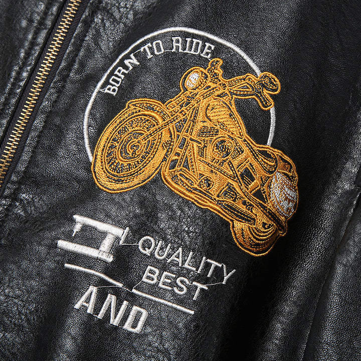 Herren Modische Kunstlederjacke mit stylishem Motorrad-Motiv Echo Archiv