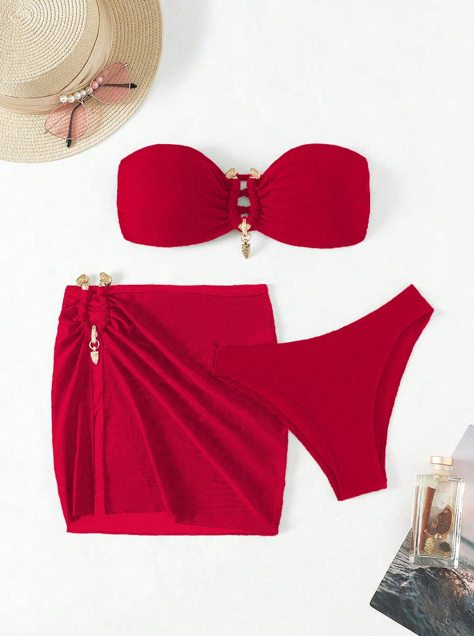 Damen Bandeau-Bikini-Set mit eleganter Rock-Overlay Echo Archiv