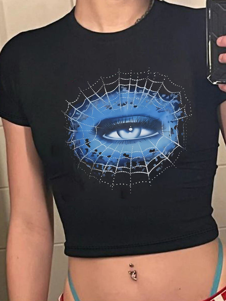 Damen Crop-T-Shirt mit auffälligem Statement-Print Echo Archiv