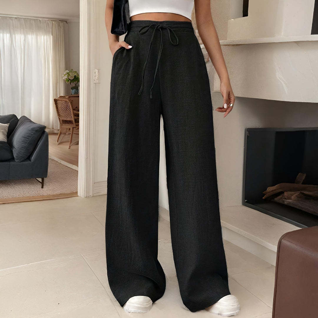 Damen Modische Palazzo-Hose mit elastischem Bund – Avélisse