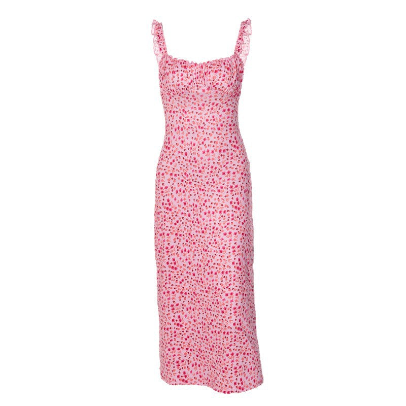 Damen Midi-Kleid mit fröhlichem Punktmuster und Raffdetails Echo Archiv