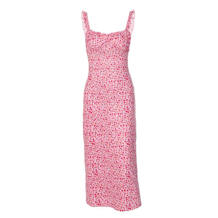 Damen Midi-Kleid mit fröhlichem Punktmuster und Raffdetails Echo Archiv