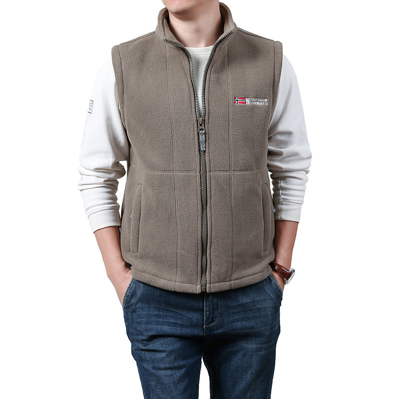 Herren Warme Fleece-Outdoorweste mit durchgehendem Reißverschluss und Stehkragen Echoarchiv