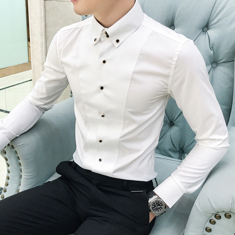 Herren Elegantes Langarmhemd mit feinen Knopfdetails Echoarchiv