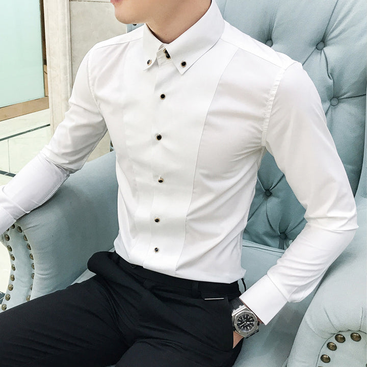 Herren Elegantes Langarmhemd mit feinen Knopfdetails Echoarchiv