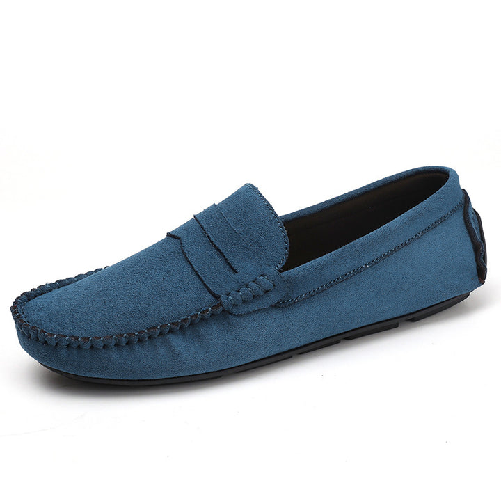 Herren elegante Veloursleder-Mokassin Fahrerhalbschuhe mit handgenähter Vordernaht und flexibler Gummiprofilsohle Echo Archiv