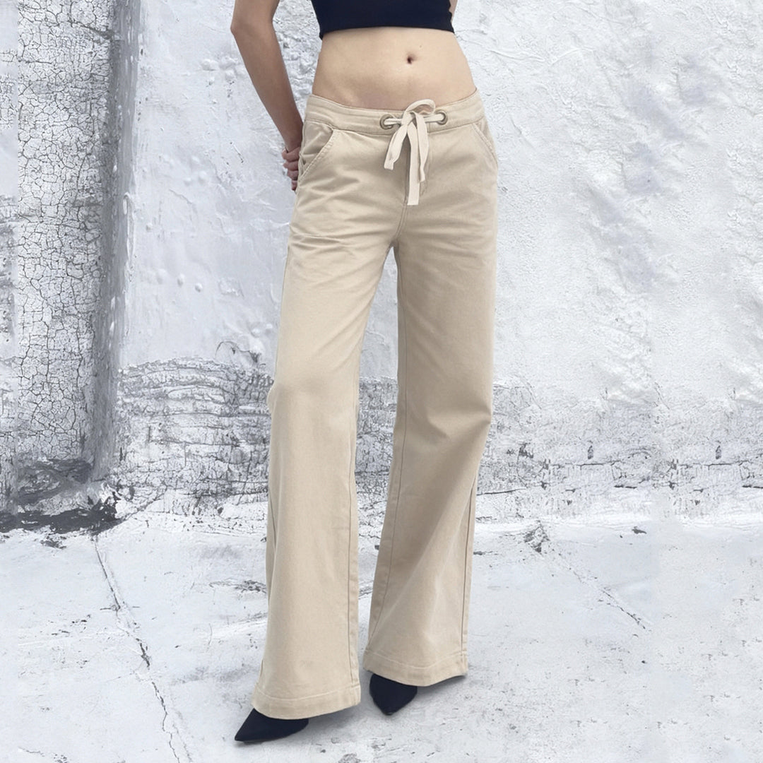 Damen Weite Baumwollhose mit verstellbarem Bund und praktischen Taschen Echo Archiv