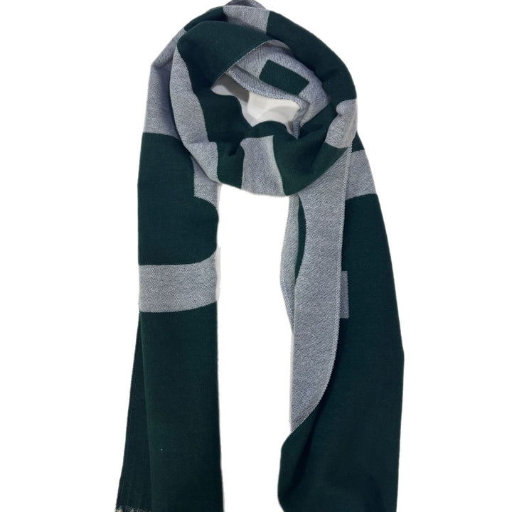 Damen Oversize-Strickschal mit Blockstreifen und Fransen – Avérine