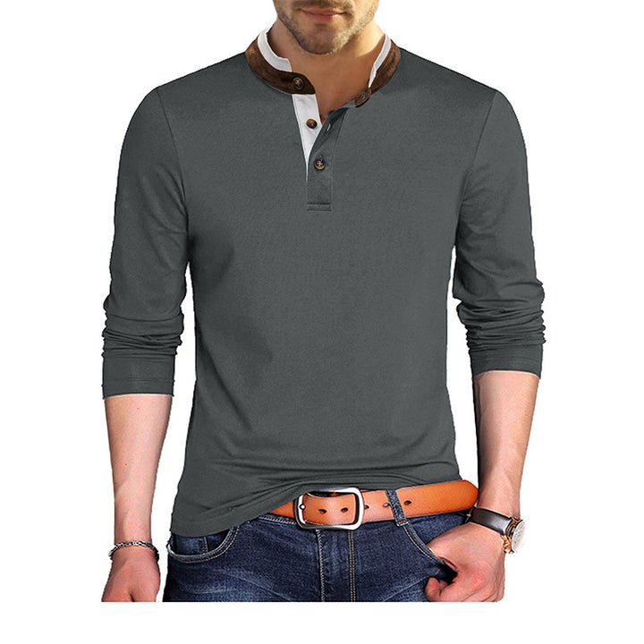 Herren Langarmshirt mit modischem Stehkragen Echoarchiv
