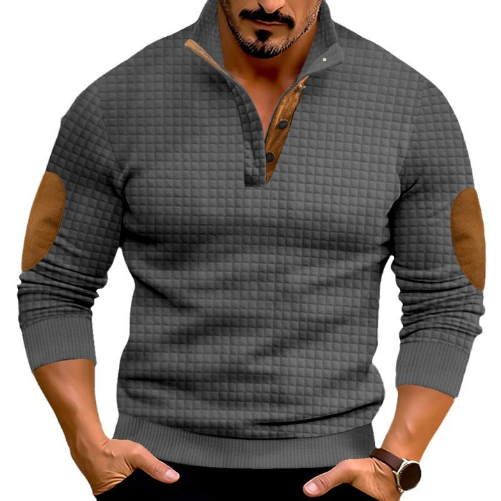 Herren Pullover mit Stehkragen und kontrastierenden Lederdetails Echoarchiv