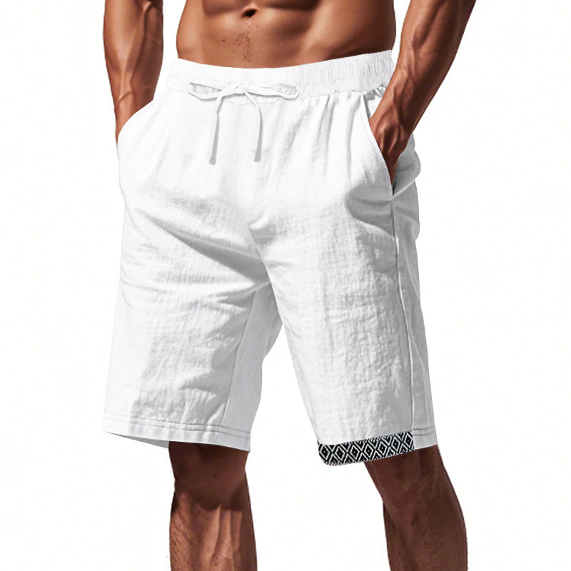 Herren lässige Strandshorts aus atmungsaktivem Leinenmix mit elastischem Bund und seitlichen Taschen Echoarchiv