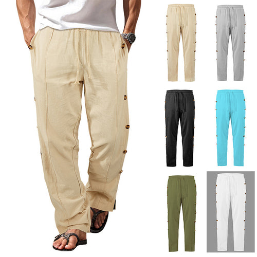 Herren Relaxed-Fit Freizeithose mit seitlichen Zierknopfleisten, elastischem Bund und Kordelzug Echoarchiv