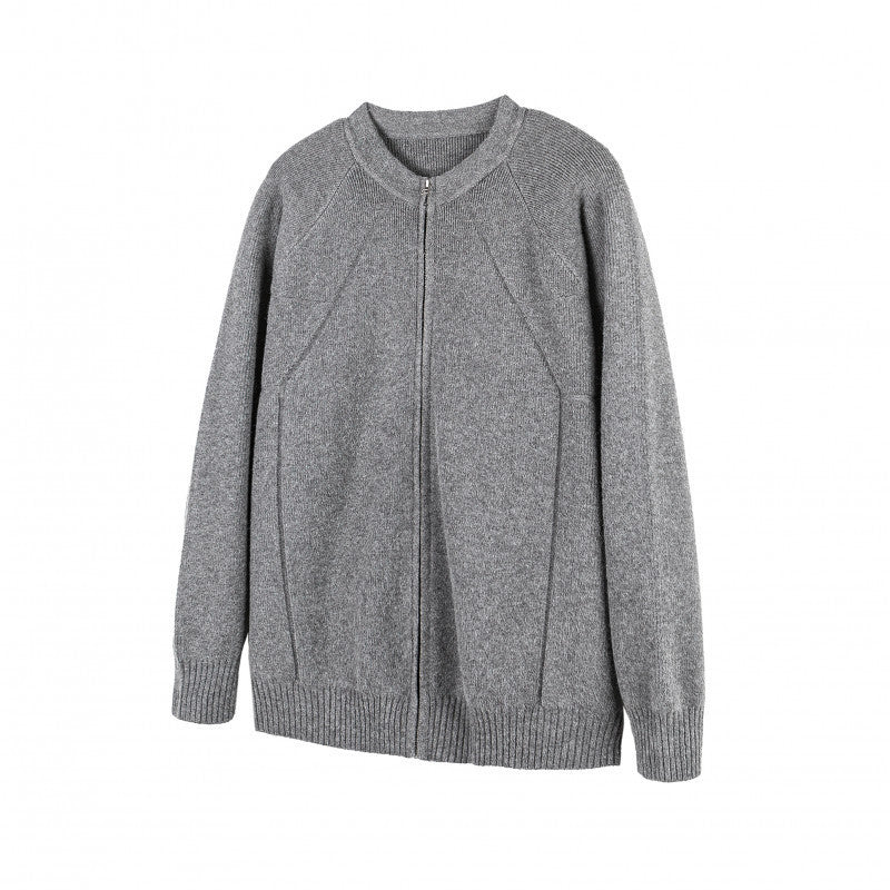 Unisex Gepflegte Strick-Zipjacke im Oversize-Bomberstil mit Rundhalsausschnitt Echo Archiv