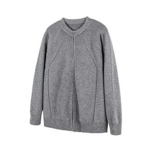 Unisex Gepflegte Strick-Zipjacke im Oversize-Bomberstil mit Rundhalsausschnitt Echo Archiv