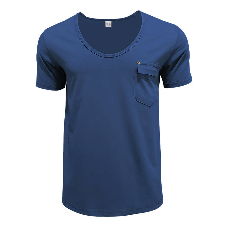 Herren hochwertiges T-Shirt mit lässigem V-Ausschnitt und praktischer Brusttasche Echoarchiv