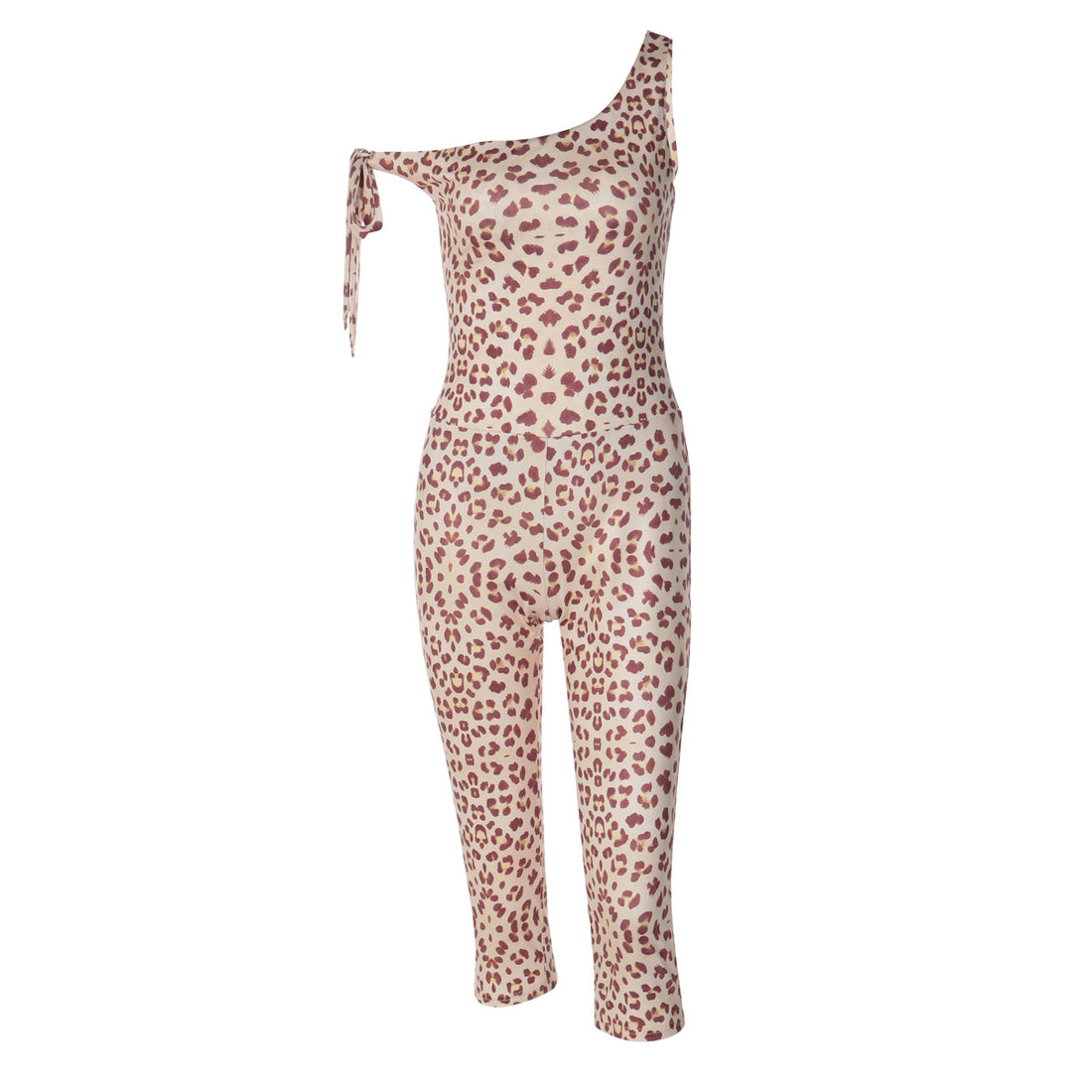 Damen trendiger Einteiler mit asymmetrischem Ausschnitt und Leoprint – Solévia