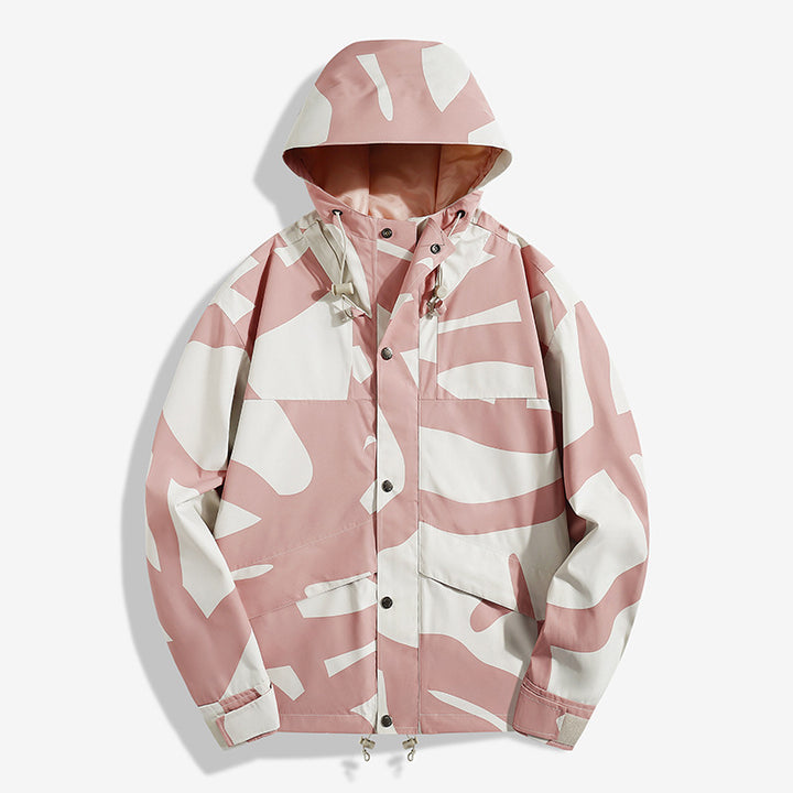 Damen stilvolle Übergangsjacke mit Kapuze und einzigartigem Druck Echo Archive