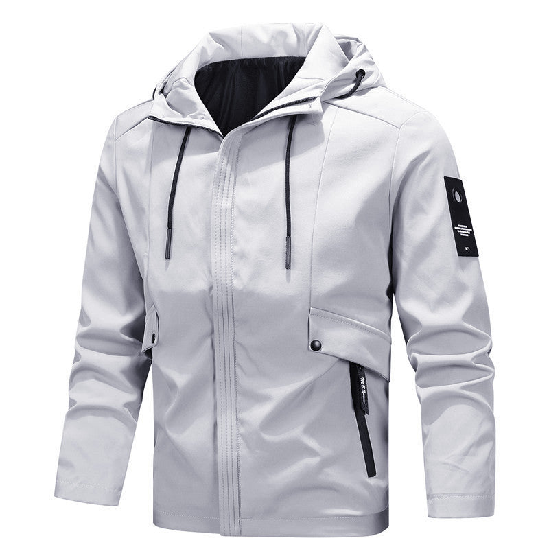 Herren Urbaner Softshell-Blouson mit Kapuzenkragen, winddichter Membran und Druckknopf-Taschenelementen Echoarchiv