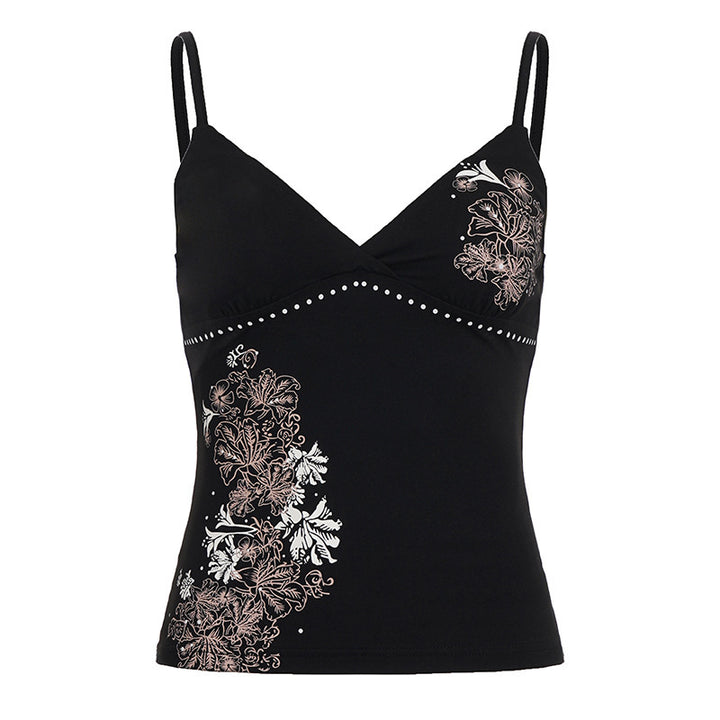 Damen Spaghetti-Trägertop mit floralem Druck und edlen Details Echo Archiv