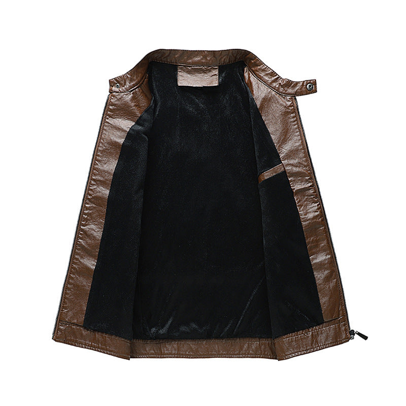Herren modische Kunstlederjacke mit modernem Schnitt und praktischen Taschen Echoarchiv