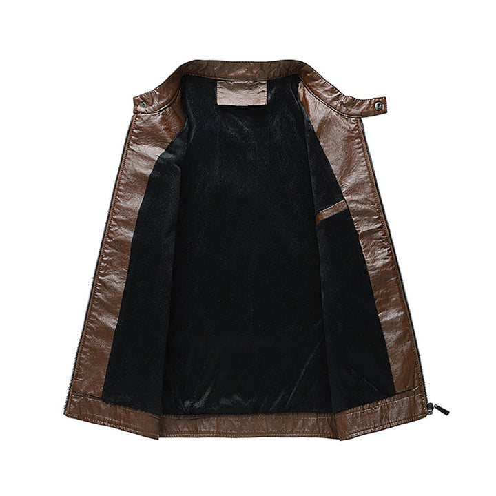 Herren modische Kunstlederjacke mit modernem Schnitt und praktischen Taschen Echoarchiv
