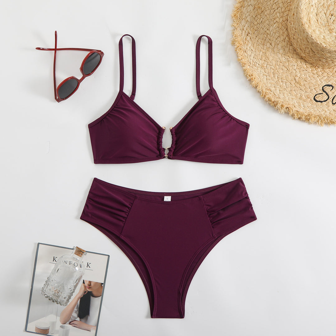 Damen modischer Triangel-Bikini mit seitlichen Raffungen Echo Archiv