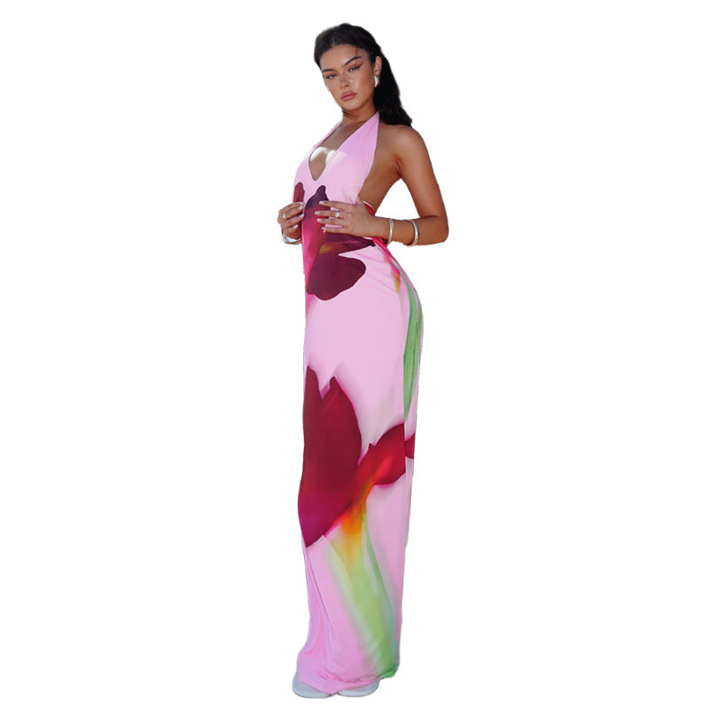 Damen Maxikleid mit floralem Design und tiefem Ausschnitt Echo Archiv