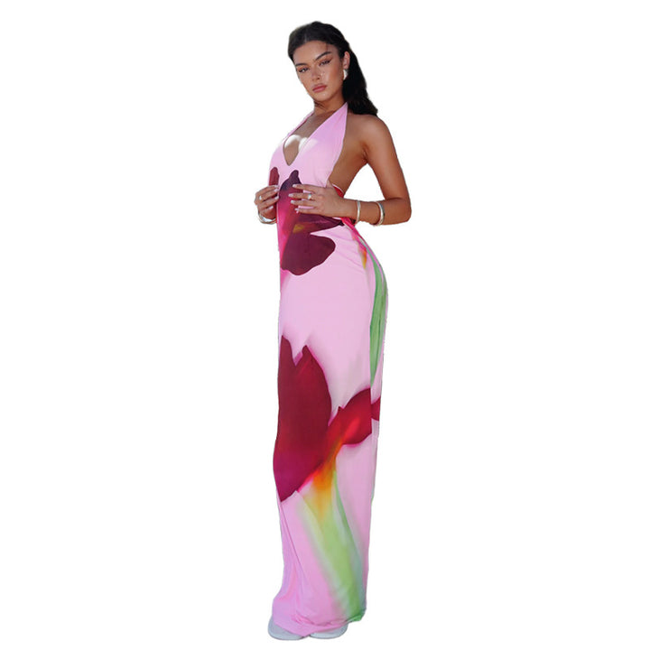 Damen Maxikleid mit floralem Design und tiefem Ausschnitt Echo Archiv