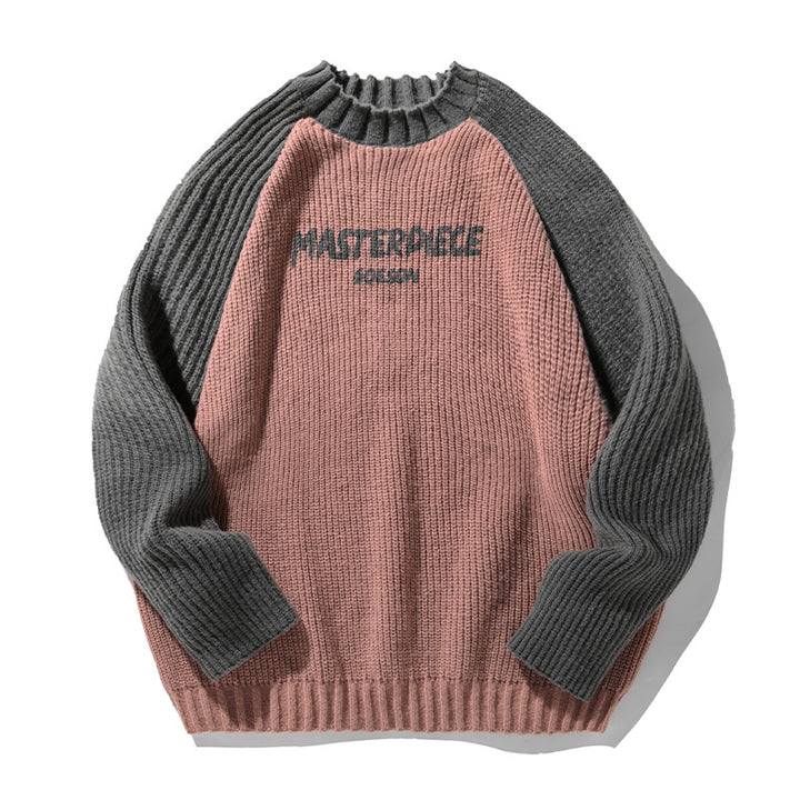 Unisex Oversize-Strickpullover mit Raglanärmeln, kontrastfarbenen Ärmeln und Rippstruktur Echo Archiv