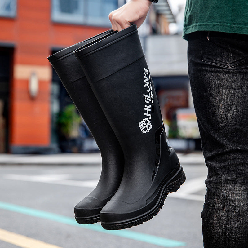 Herren Wasserdichte Gummistiefel mit verstellbarem Schaftabschluss und profiliertem Dämpfungssohlensystem Echoarhiv – Tavélo