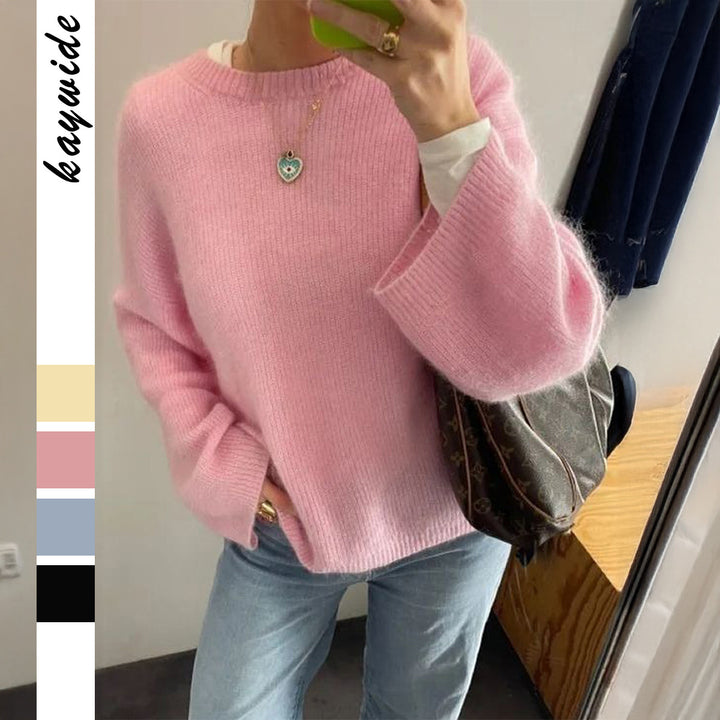 Damen Oversize Off-Shoulder Feinstrickpullover mit Fledermausärmeln – Mavelle